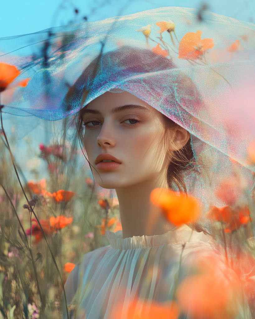 Womain in the flower garden